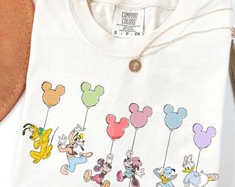 Comfort Colors® Disney Mickey and Friends Balloon Tee, Mickey and Co Balloon Shirt, Disney Vacation Shirt, Disney Family Trip 001055