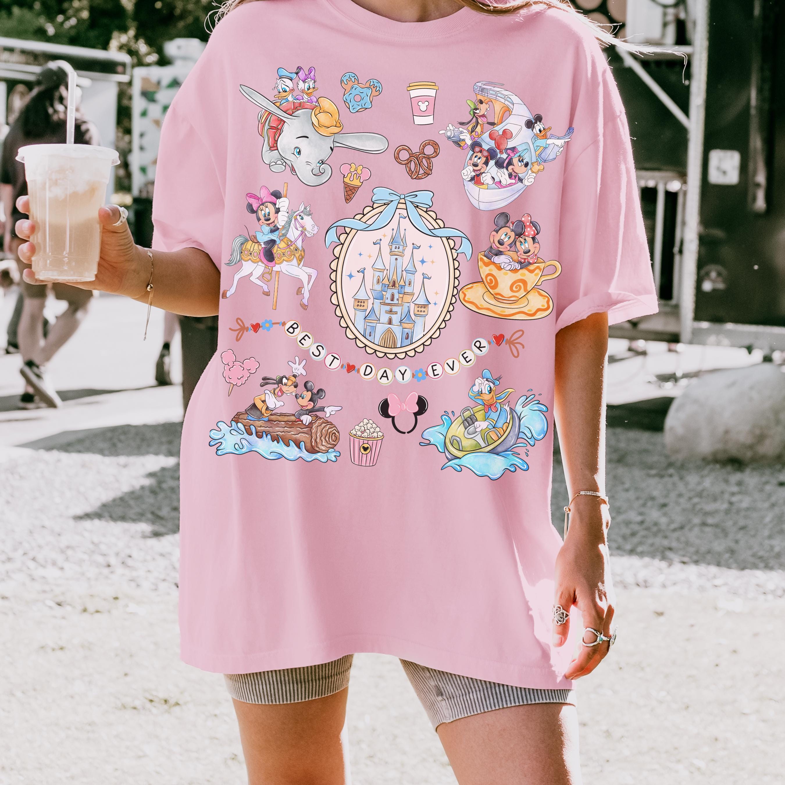 Comfort Color® Disney Magical Castle with Blue Coquette Best Day Ever shirt, Mickey Dumbo WDW Disneyland trip tee, Family girls trip, 00847