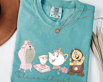 Comfort Colors® Tee Chip and Mrs Potts Shirt Princess Belle Shirt Beauty and the Beast Shirt Tale as Old as Time Disney Cogsworth Tee 001064