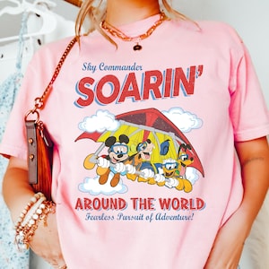 Comfort Color® Mickey and Friend Soarin' Around The World Shirt Epcot Disney Washed Tee Walt Disney World Trip Disney Ride Epcot 001005 Bild 1