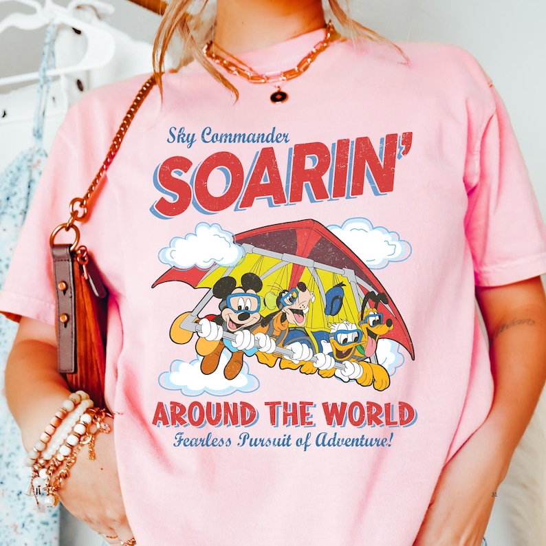 Comfort Color® Mickey and Friend Soarin' Around The World Shirt Epcot Disney Washed Tee Walt Disney World Trip Disney Ride Epcot 001005 Bild 1
