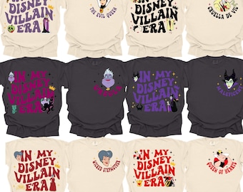 Comfort Color® Vintage Disney Villains T-Shirt, witch shirt, Disney Shirt, ursula shirt, Evil Queen Shirt, Maleficent, Cruella tee, 00678