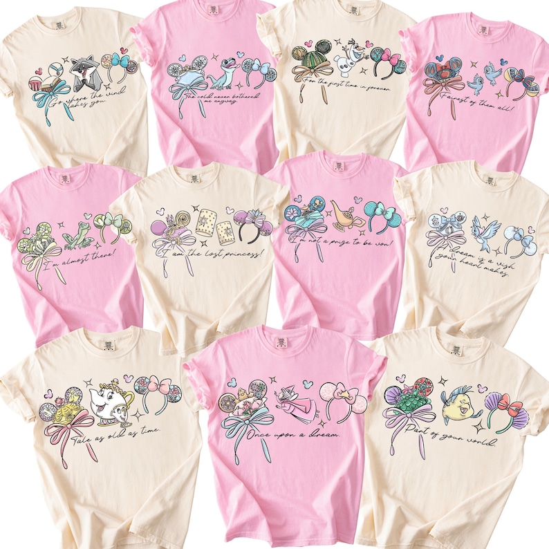 Comfort Color® Vintage Disney Princess Shirt Disneyworld Shirt Cinderella Belle Rapunzel Ariel SnowWhite Disney Trip Princess Birthday 00971 image 1