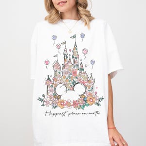 Comfort Color® Disney Castle Floral Minnie Shirt, Happiest Place on Earth Shirt, Magic Kingdom Castle, Vintage Disney Shirt, 00121 image 5