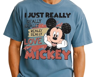 Chemise Mickey J'aime vraiment beaucoup Comfort Colors®, t-shirt Mickey Mouse, t-shirt Disney rétro, t-shirt voyage magique Disney, t-shirt vacances Disney 001321