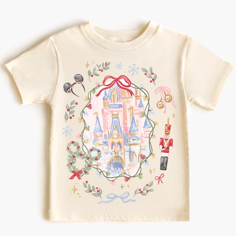 Comfort Color® Disney Coquette Bow Christmas Shirt Mickey xmas Shirt Disney Magic Castle Christmas tee Disney Trip Shirt Nutcracker 00929 image 2