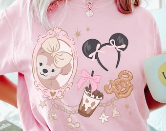 Chemise Disney Comfort Color® Duffy Chemise Disney avec oreilles de Mickey T-shirt mignon ours en peluche Sweat-shirt famille Disney Coquette Voyage entre filles Disney 00904