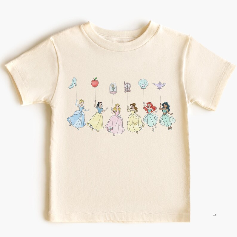 Comfort Color® Vintage Princess with Balloons Shirt Disney Cinderella Belle Rapunzel Ariel Jasmine Snow White tee Disney Trip Sweat 001087 image 5