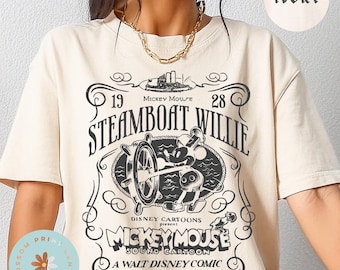 Comfort Color® Retro Mickey Mouse Steamboat Willie T-shirt Mickey Mouse sound cartoon presents tee Disney Family shirt disneyland tee 00265