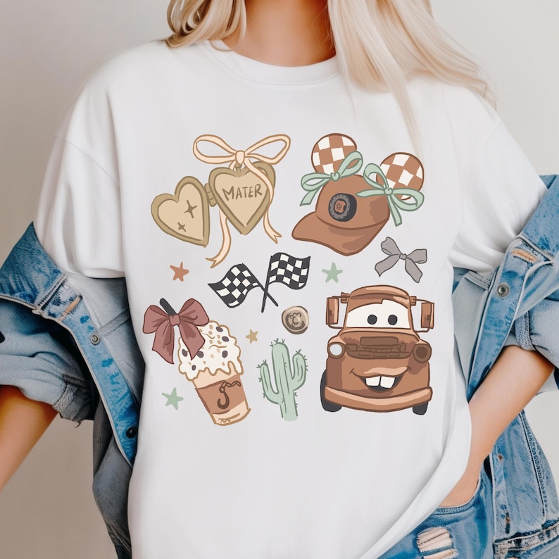 Camiseta Comfort Color® Disney Tow Mater Coquette Bow para Halloween, camiseta de otoño de Lightning McQueen, camiseta de viaje a Disney Doc Hudson, camiseta de viaje a Disney 00931 imagen 1
