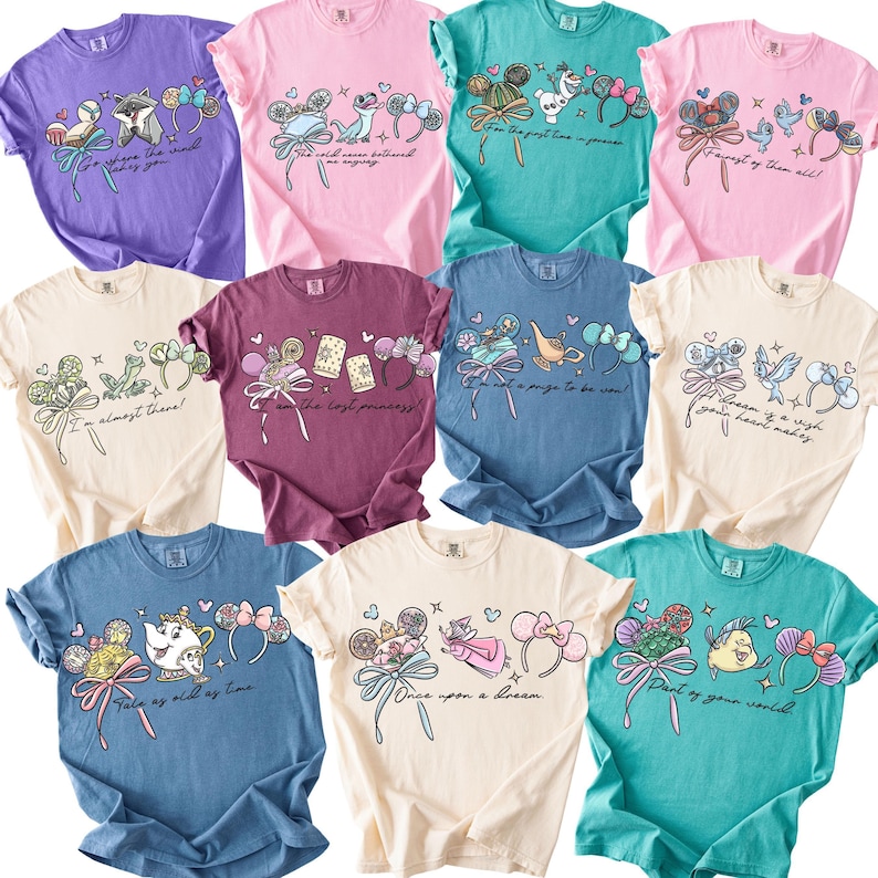 Comfort Color® Vintage Disney Princess Shirt Disneyworld Shirt Cinderella Belle Rapunzel Ariel SnowWhite Disney Trip Princess Birthday 00971 image 2