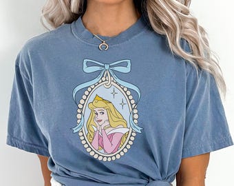 Comfort Color® Vintage Frame Disney Aurora Shirt, Sleeping Beauty, Watercolor, Disney Princess Aurora Shirt, Disney Matching, 00663