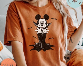 Comfort Color® Disney Mickey Mouse Dracula Costume Halloween Shirt, Mickey's Not So Scary Party Tee, Disneyland Family Vacation Gift 00315
