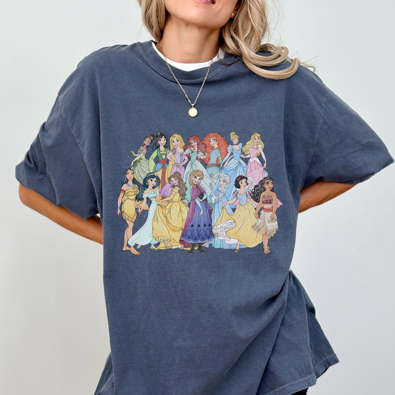 Comfort Color® Retro Princess Shirt, Cinderella Snow White Ariel Belle