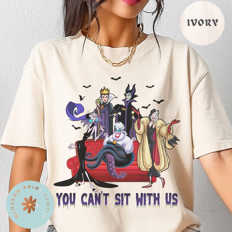 Comfort Color® Retro Villains You can not sit with us Shirt, Disney Halloween Shirt, witch shirt, Disneyland Halloween Shirt, 0278 image 3