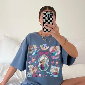 Comfort Color® Princess anna elsa coquette bow shirt disney trip shirt Disney sisters Shirt Disney best friends shirt Frozen Shirt 00810 image 2