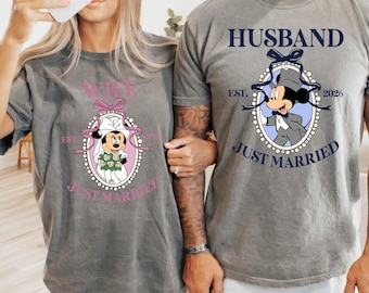 Comfort Color® Disney Just Married Shirt, in Our Honeymoon Era Shirt Mickey and Minnie Honeymoon era, Wife and Husband Shirt 00812