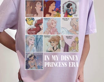 Comfort Color® In My Disney Princess Era Shirt Princess birthday tee Snow White Shirt Princess Ariel Belle Disney Shirt Disney Trip 00736