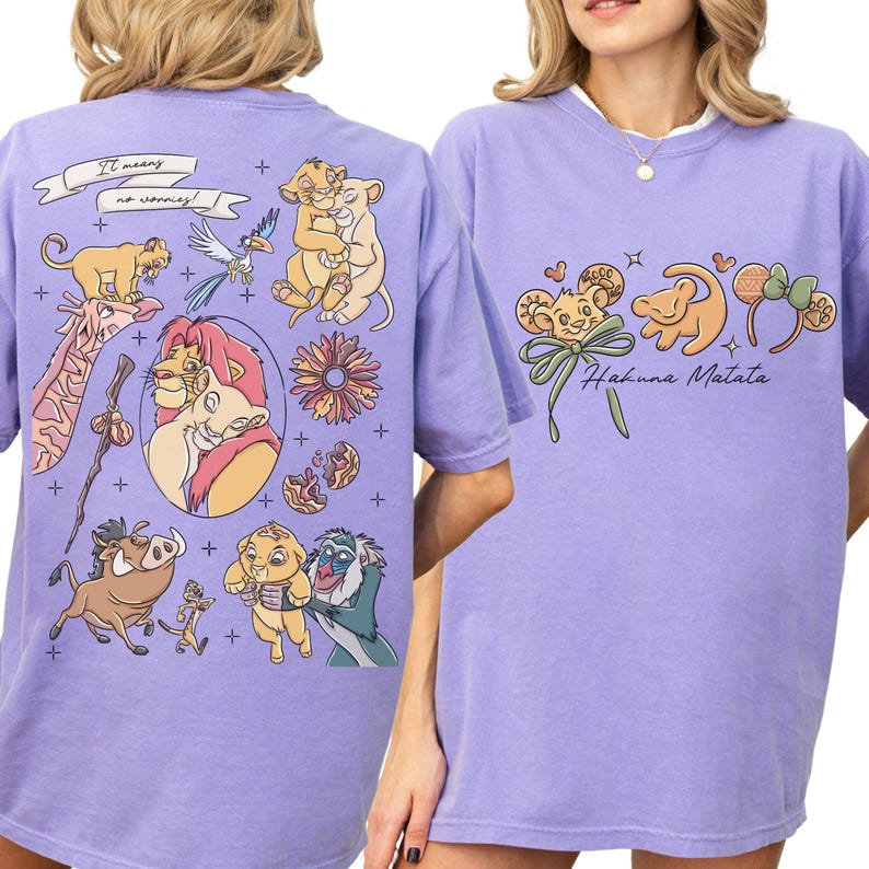 Comfort Color® Retro Disneyland Lion King Simba And Timon Shirt Vintage Lion King Shirt Hakuna Matata Shirt Disneyland Trip Shirt 001129 afbeelding 3