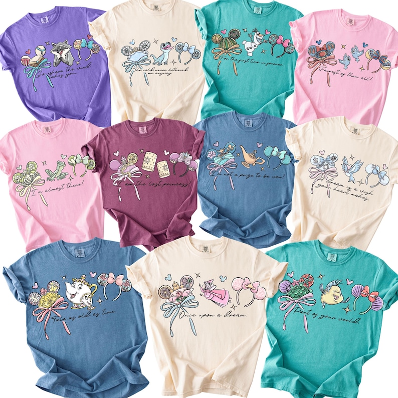 Comfort Color® Disney Princess Shirt Cinderella Belle Rapunzel Ariel Snow White Jasmin Aurora Tee Disney Trip Shirt Princess Birthday 00971 image 1