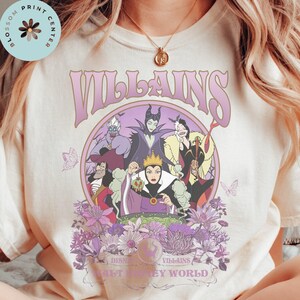 Comfort Color® Vintage Villains Walt Disney Shirt Disney Halloween Shirt, witch shirt, Disneyland Halloween Shirt, maleficent, 0242 zdjęcie 2