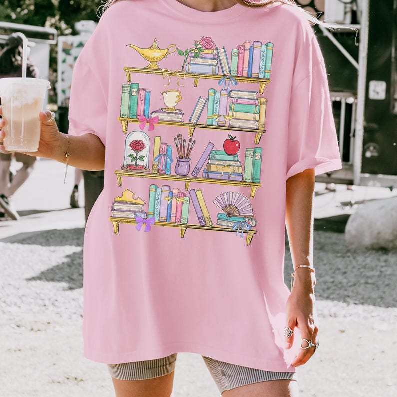 Comfort Color® Princess Princess Book Shirt Disney Teacher Librarian Shirt Disney Book Lover Shirt Belle's Library Disney Book Worm 00892 Bild 5