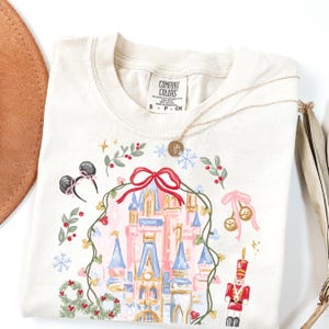 Comfort Color® Disney Coquette Bow Christmas Shirt Mickey xmas Shirt Disney Magic Castle Christmas tee Disney Trip Shirt Nutcracker 00929 image 4