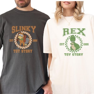 Comfort Color® Disney Couple Toy Story Woody and Jessie, Slinky, Rex Shirt, Walt Disney World's Toy Story Characters, 00262 image 2