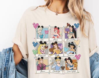 Comfort Color® Princess Eras Tour Cinderella Retro Rapunzel Princes Belle Ariel Princess Jasmine Anna  Elsa Shirt WDW princess shirt, 00160