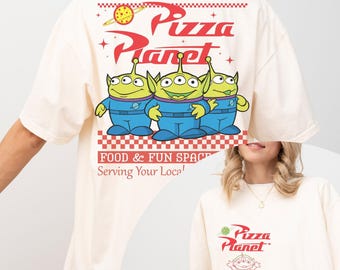 Comfort Color® 2-sided Disney Toy Story Pizza Planet Alien Shirt, Walt Disney World&#39;s Hollywood Studios, Disney Pizza Lover tshirt, 00199
