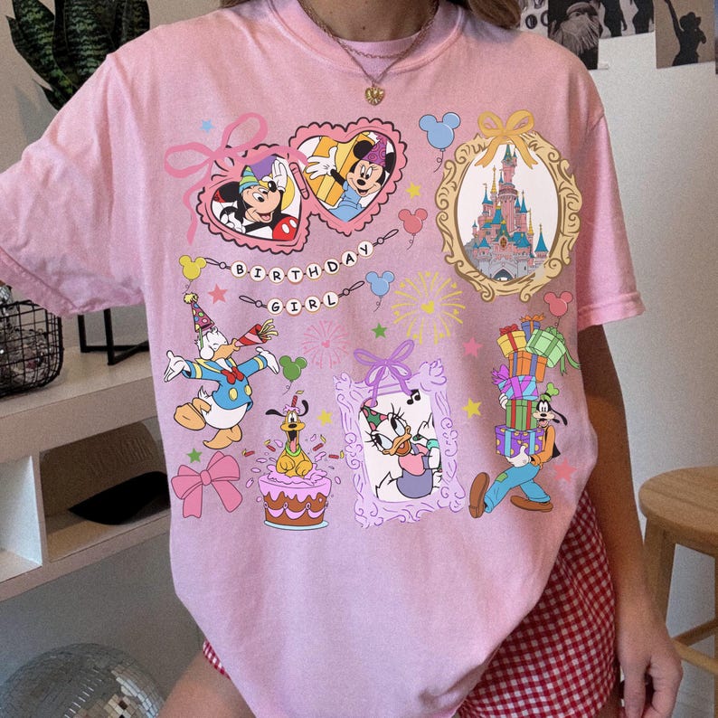 Comfort Color® Disney and Friends Birthday Girl Shirt, Minnie Mouse Tee, Disney, Disney birthday Trip t-shirt, disney girl birthday, 00755 image 5
