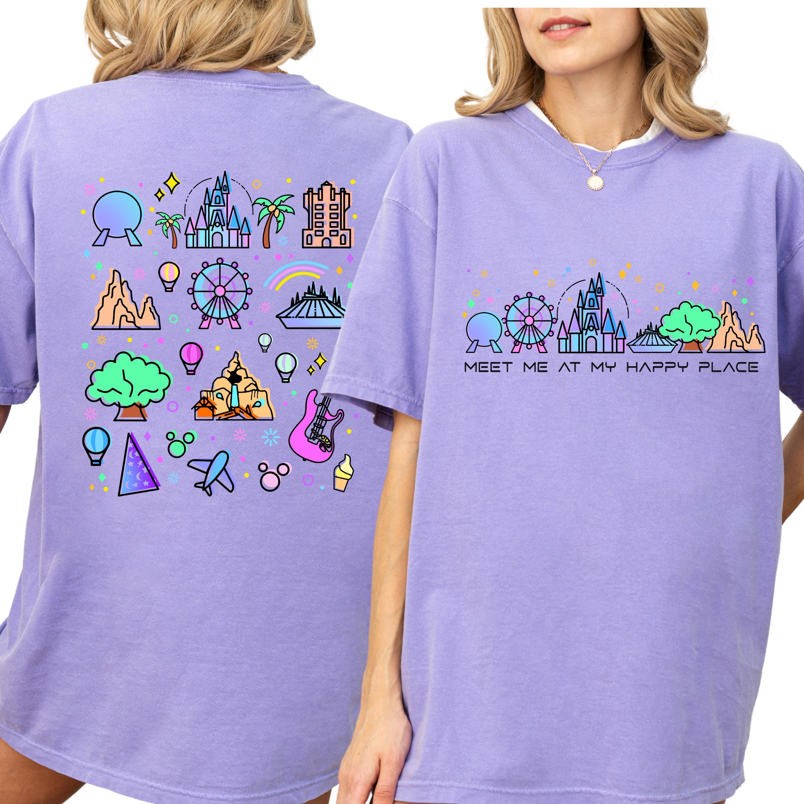Comfort Color® Disney Meet me at my Happy Place Shirt, Retro Magic Kingdom Sweatshirt, Disney Epcot shirt, Disneyworld trip sweatshirt, 0490