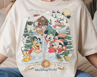 Comfort Color® Vintage Disney Merriest Place in the world Shirt, Mickey and Friends very Merry Christmas Shirt Retro WDW Xmas Sweat, 001112