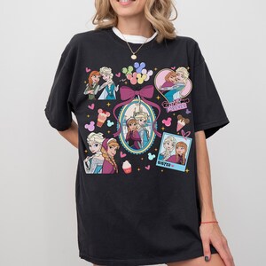 Comfort Color® Princess anna elsa coquette bow shirt disney trip shirt Disney sisters Shirt Disney best friends shirt Frozen Shirt 00810 image 4