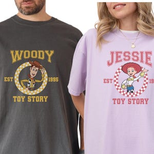 Comfort Color® Disney Couple Toy Story Woody and Jessie, Slinky, Rex Shirt, Walt Disney World's Toy Story Characters, 00262 image 1