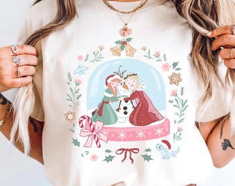 Comfort Color® Princess Anna Elsa Snow Globe coquette bow shirt Disney Sisters shirt Disney best friends shirt Frozen Shirt 001020