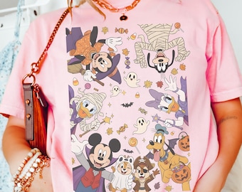 Camiseta de Halloween Comfort Color® Disney Mickey y sus amigos Camiseta Disney Spookest Place Sudadera Mickey no tan aterradora Camiseta de viaje Disney 001006