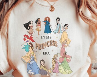 Comfort Color® Disney In My Princess Era Shirt Disneyworld Shirt Cinderella Belle Rapunzel Ariel Snow White Disney Girl Trip Shirt 00226