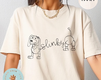 Camiseta Comfort Color® Slinky Dog, Camiseta Pixar Toy Story, Camiseta para amantes de los perros, Camiseta de perro Disney, Camiseta de vacaciones familiares en Disneyland, 00411