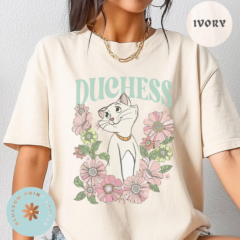 Comfort Color® Retro The Aristocats Duchess Floral Shirt, Marie Thomas Shirt, Family Vacation Shirt, Disney Animal Lover Tee, 00333 imagem 3