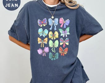 Comfort Color® Disney Princess Cute Ribbons And Bows Pastel Colors T-Shirt, Disney Princess Coquette Bow sweatShirt, Disneyland Tee, 00629