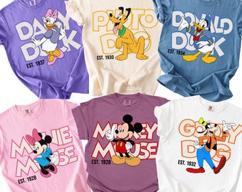 Comfort Colors® Mickey and Friends Shirt, Vintage Disney Characters Tee, Retro Cartoon Mickey Mouse Shirt, DisneyWorld Family Trip Tee 01071