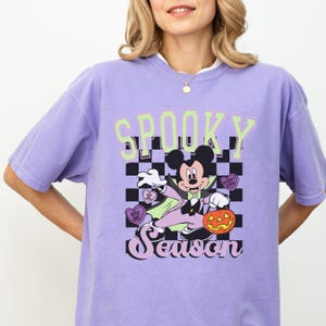 Comfort Color® Spooky Season Mickey Halloween T-shirt Disneyland Halloween Halloween Party Hocus Pocus Shirt Checkered Mickey Pumpkin 00157 image 6
