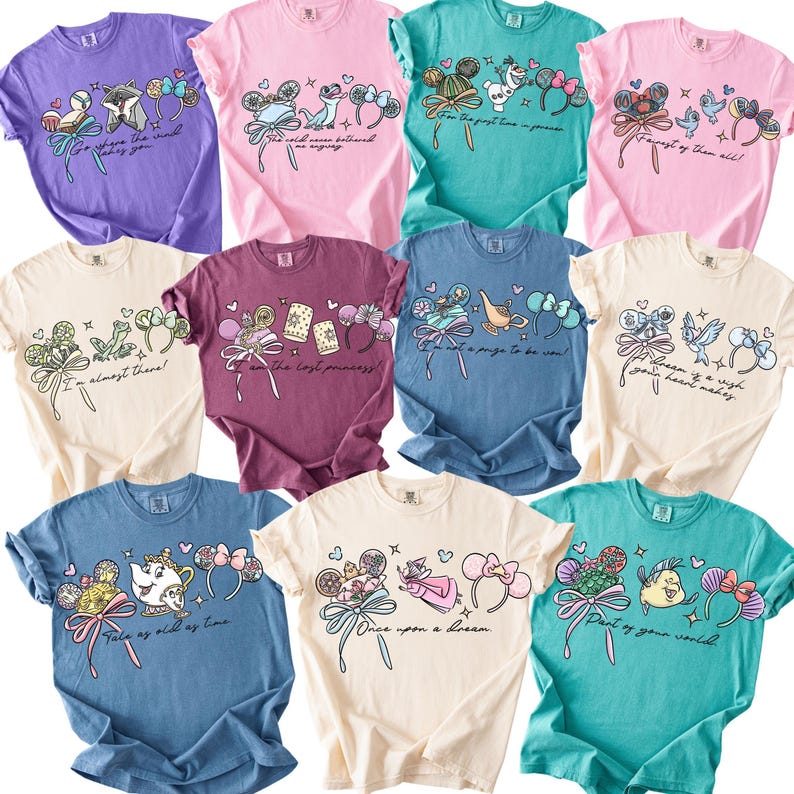 Comfort Color® Disney Princess Shirt Disneyworld Shirt Cinderella Belle Rapunzel Ariel Snow White Jasmine Disney Trip Birthday 00971 Bild 2