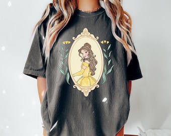 Comfort Color® Retro Frame Princess Belle Shirt Disney Sweatshirt Belle Disneyworld T-shirt Disney Birthday Girl Tee, 00625