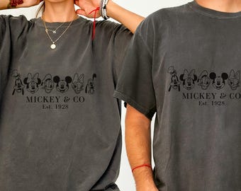 Comfort Color® Disney Couple Shirts, Mickey and Friends Mickey Co est 1928, Magic Kingdom Shirt, Disney trip 2026 Disney Matching Tee  00126