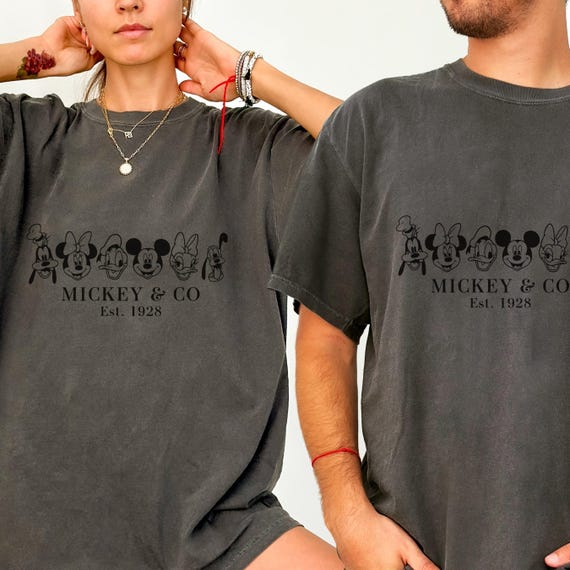 Comfort Color® Disney Couple Shirts, Mickey and Friends Mickey Co est 1928, Magic Kingdom Shirt, Disney trip 2026 Disney Matching Tee  00126