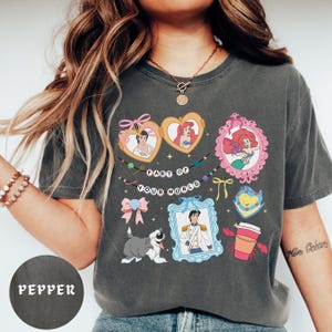 Comfort Color® Vintage Princess Ariel tee, Disney Little Mermaid Shirt, Ariel with Coquette Bow, Little Mermaid Ariel Shirt, 00701