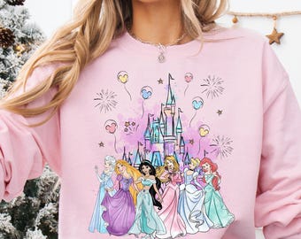 Comfort Colors® Disney Princess Characters Shirt, Magical Castle Princess Tee, Rapunzel Ariel Cinderella Shirt, WDW Trip Princess Tee 001281