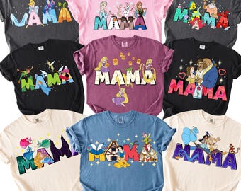 Comfort Color®  Princess Mama Shirt Princess Mom Elsa Ariel Rapunzel Cinderella Belle Shirt Mother's Day tee Disneyland Ariel Shirt 00380
